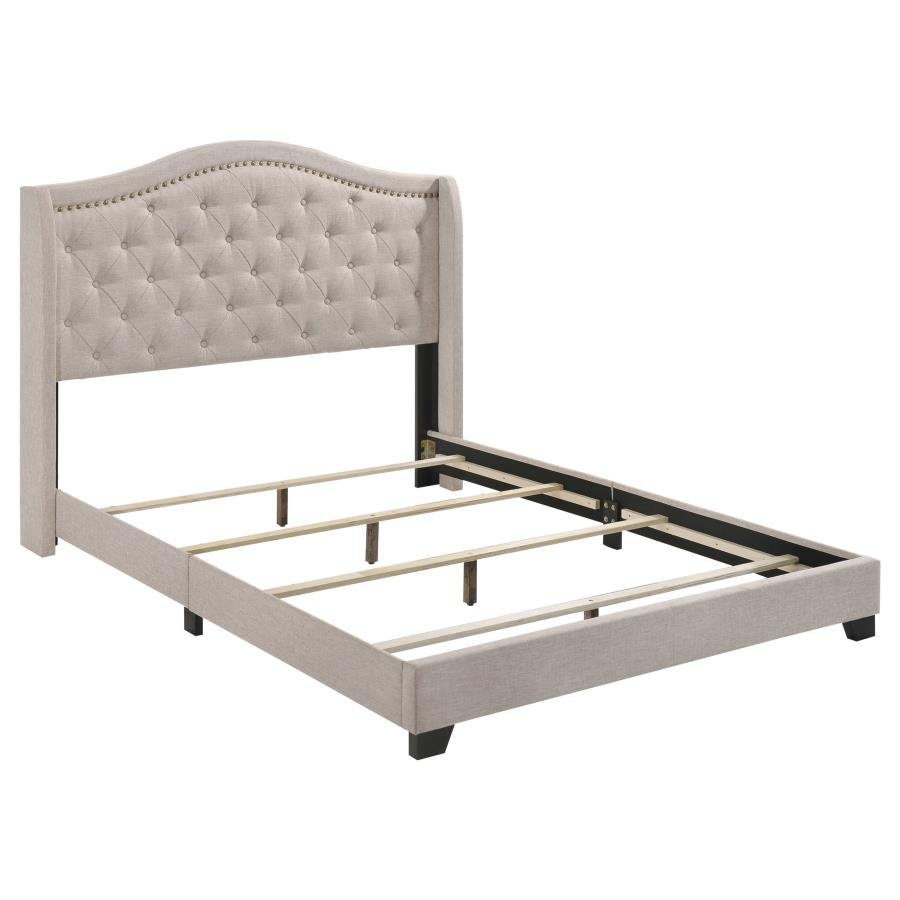 Churchill Tufted Upholstered Bed - Beige - The Furnishery