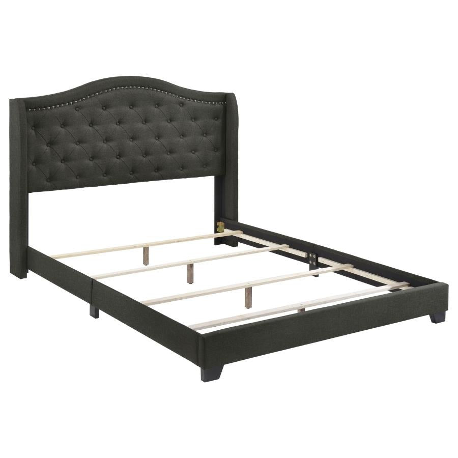 Churchill Tufted Upholstered Bed - Dark Grey - The Furnishery