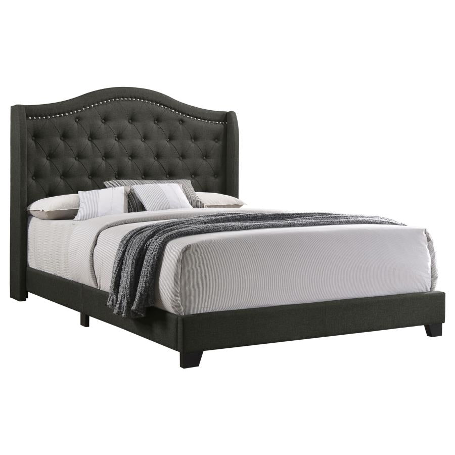 Churchill Tufted Upholstered Bed - Dark Grey - The Furnishery