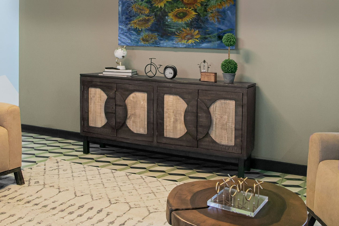 Cotswold - 4 Door Console Table - White/Grey/Black/Brown - The Furnishery