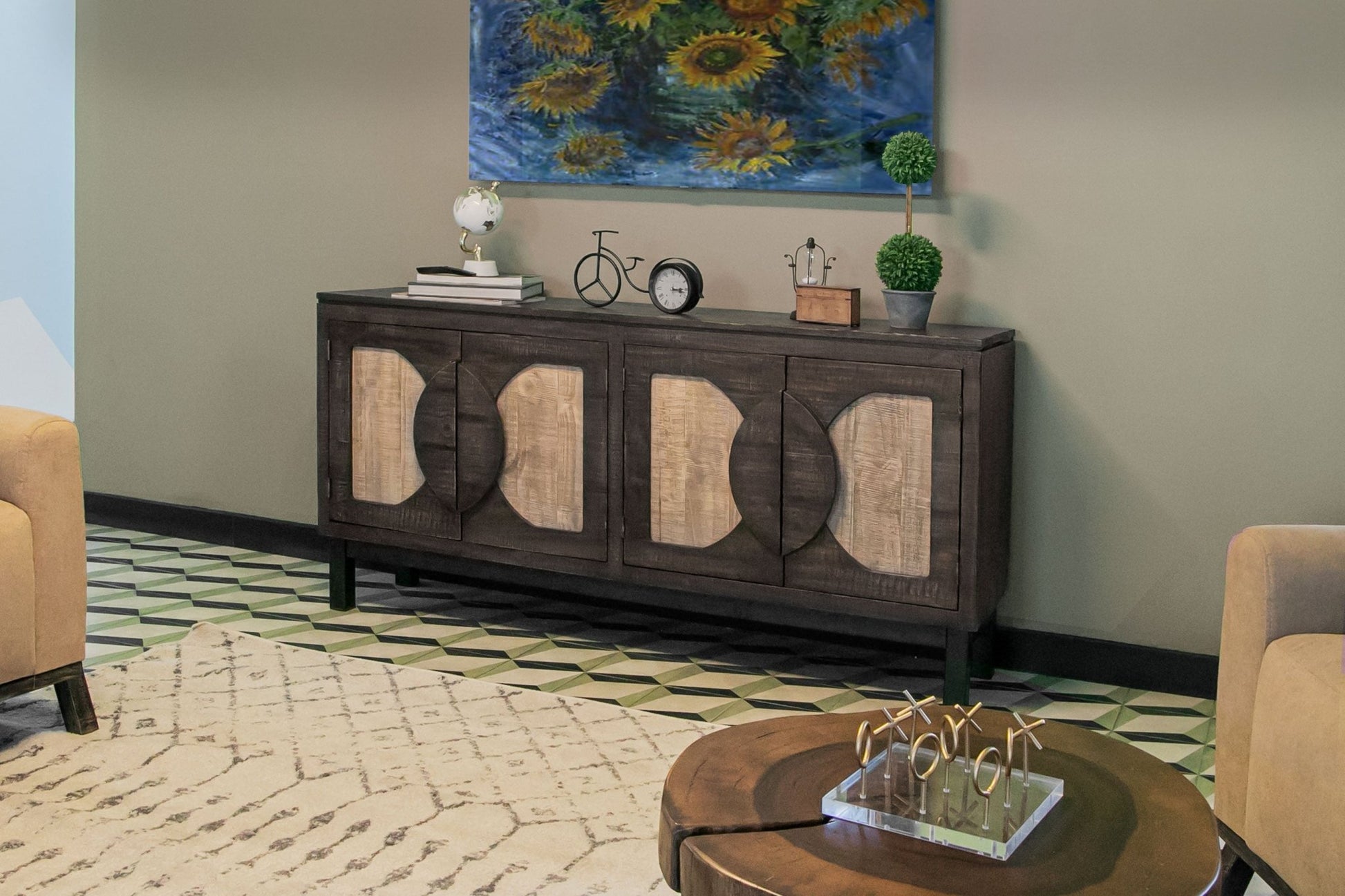 Cotswold - 4 Door Console Table - White/Grey/Black/Brown - The Furnishery