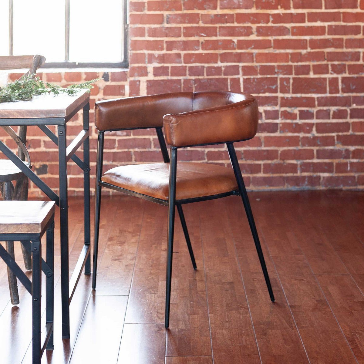 Gregory Iron and Leather Dining Chair - The Furnishery