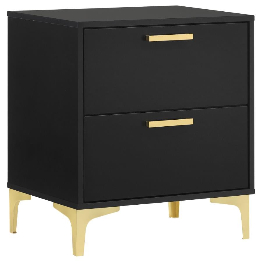 Kendall 2-Drawer Nightstand Black & Gold - The Furnishery