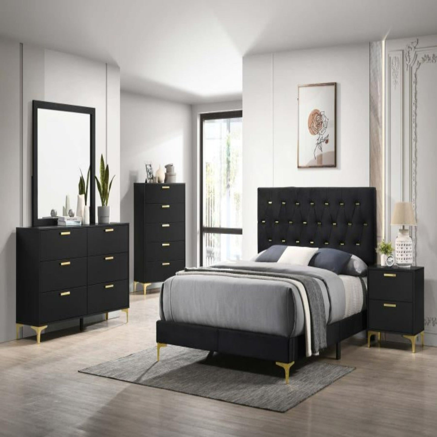 Kendall Bed - Black & Gold - The Furnishery