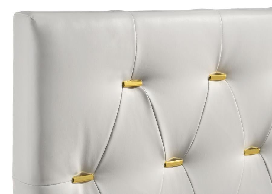 Kendall Bed - White Leatherette - The Furnishery