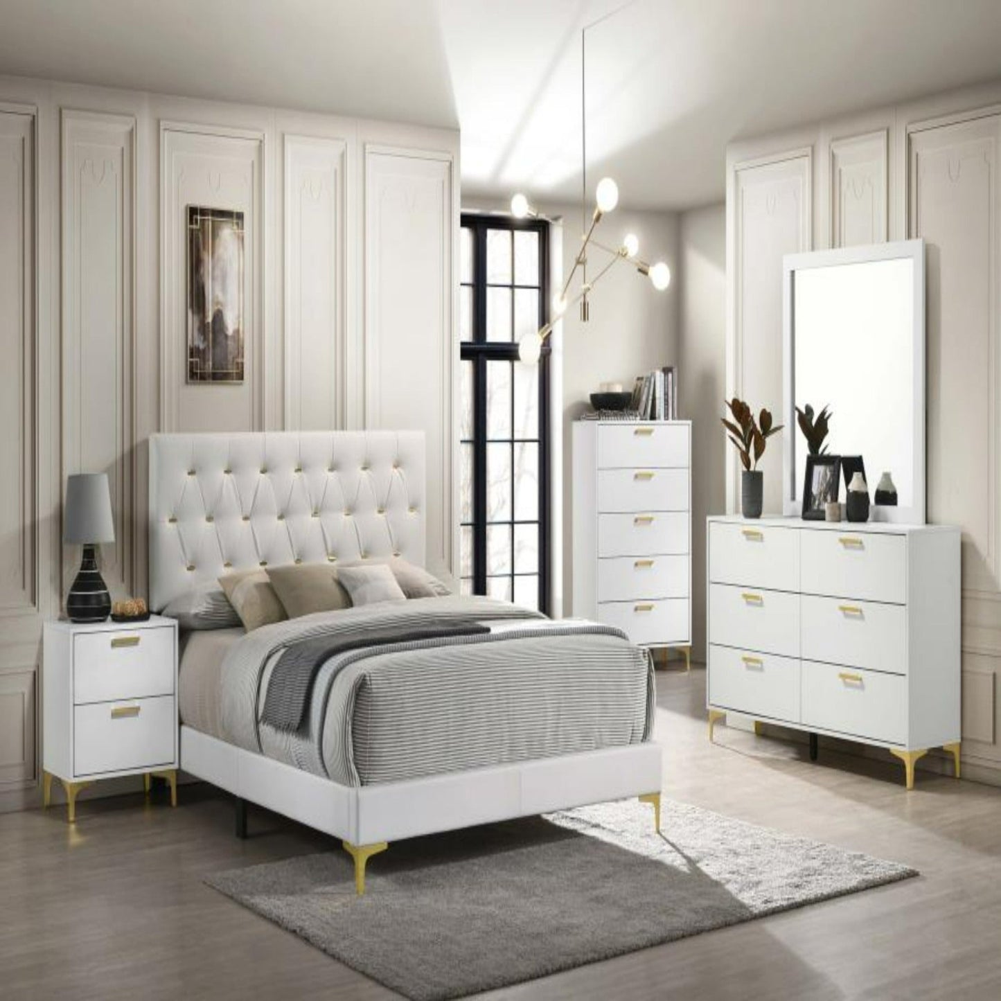 Kendall Bed - White Leatherette - The Furnishery