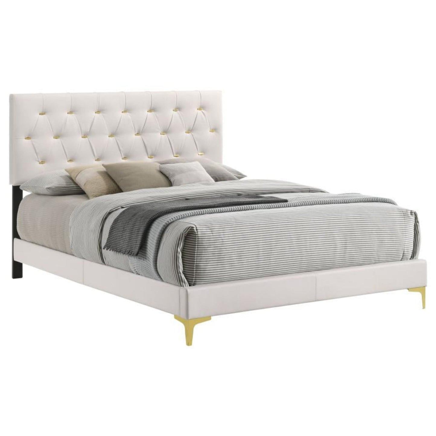 Kendall Bed - White Leatherette - The Furnishery
