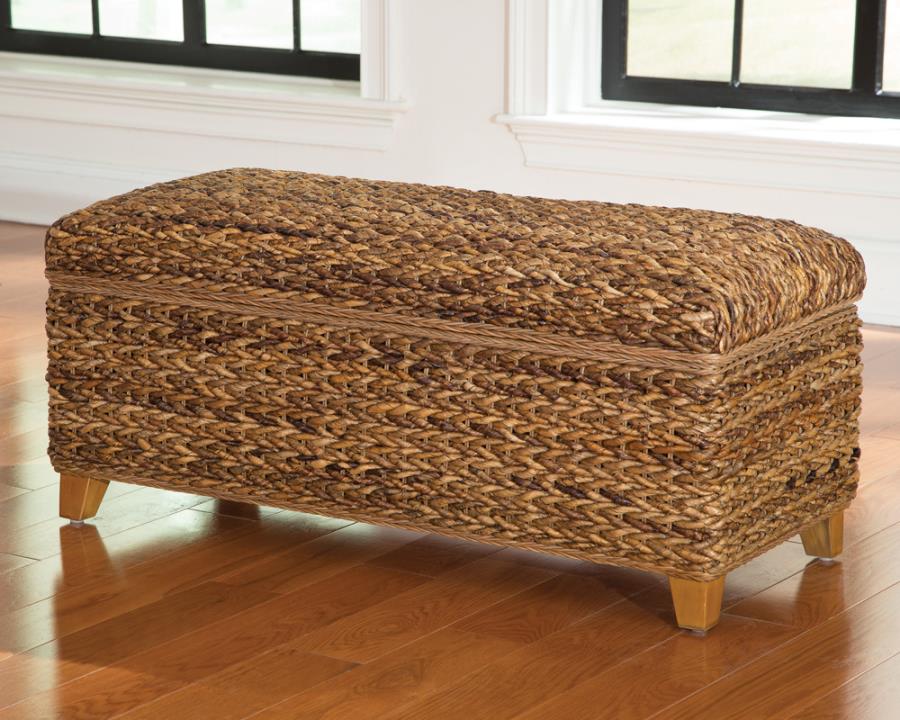 Lewton Hand-Woven Banana Leaf Storage Trunk Amber - The Furnishery
