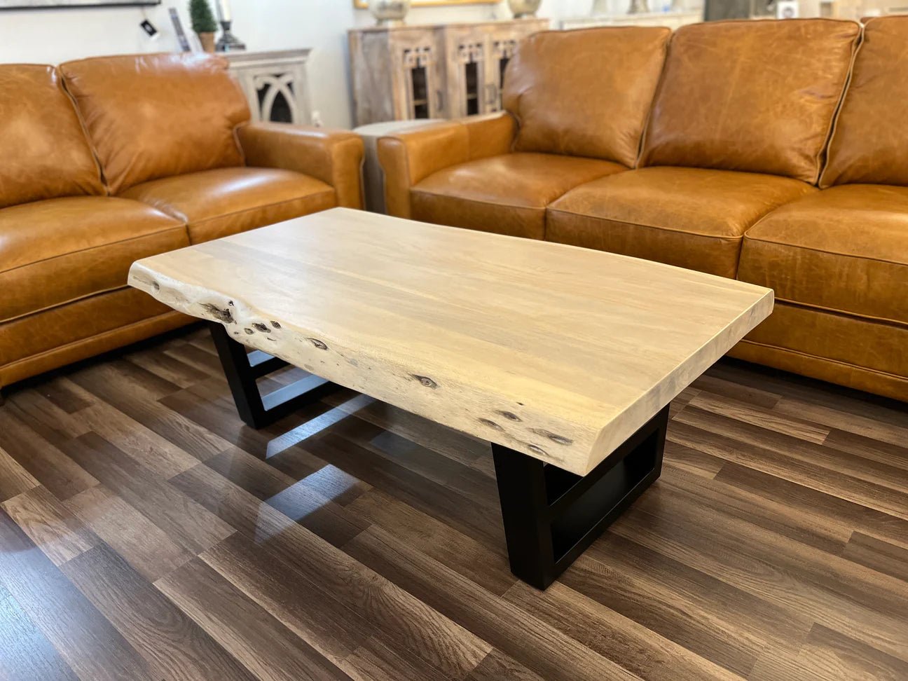 Malcolm Acacia 52" Live Edge Coffee Table - New White Wash - The Furnishery