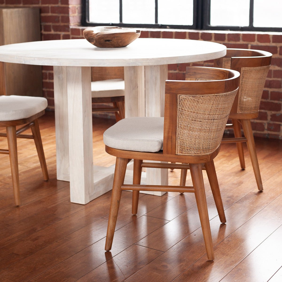 Moe Cane & Teak Dining Chair - The Furnishery