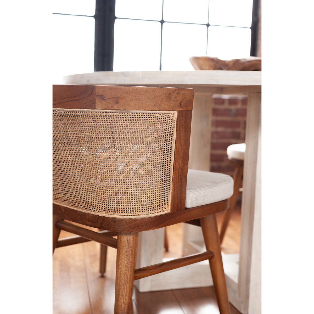 Moe Cane & Teak Dining Chair - The Furnishery