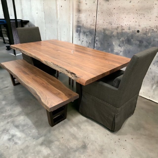 Natural Acacia 120" Live Edge Dining Table - Natural + Gray - The Furnishery