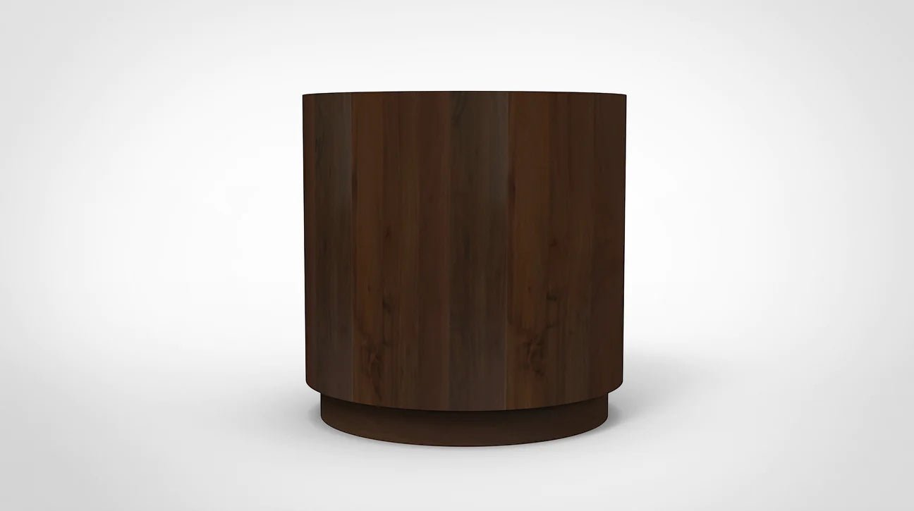Natural Acacia 20" Round End Table - Natural + Black - The Furnishery