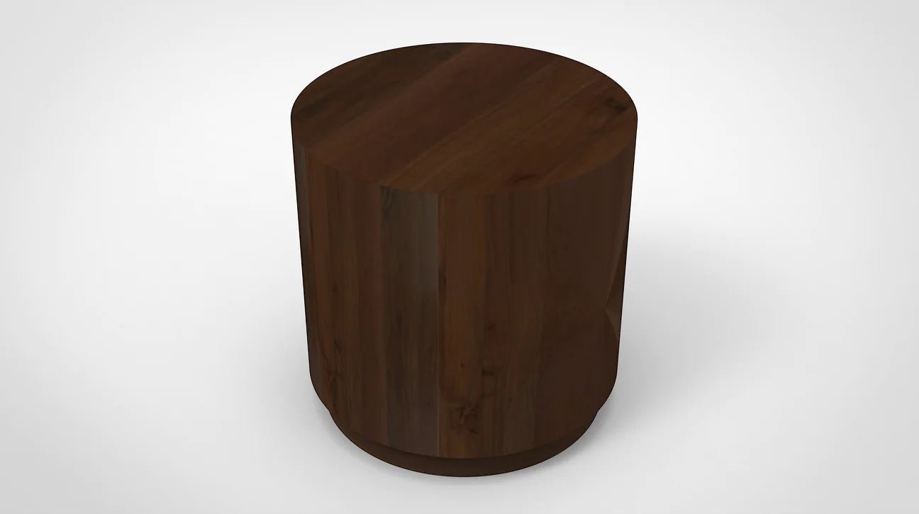 Natural Acacia 20" Round End Table - Natural + Black - The Furnishery