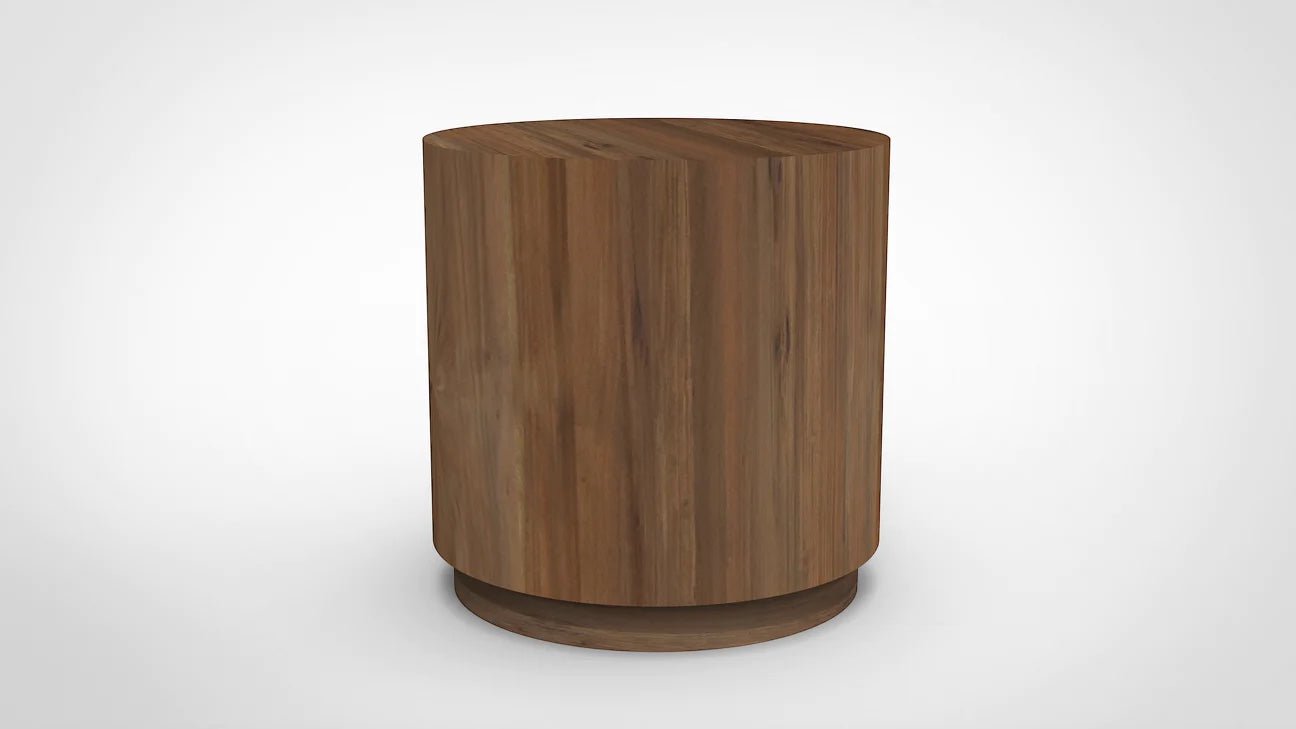 Natural Acacia 20" Round End Table - Natural & Grey - The Furnishery