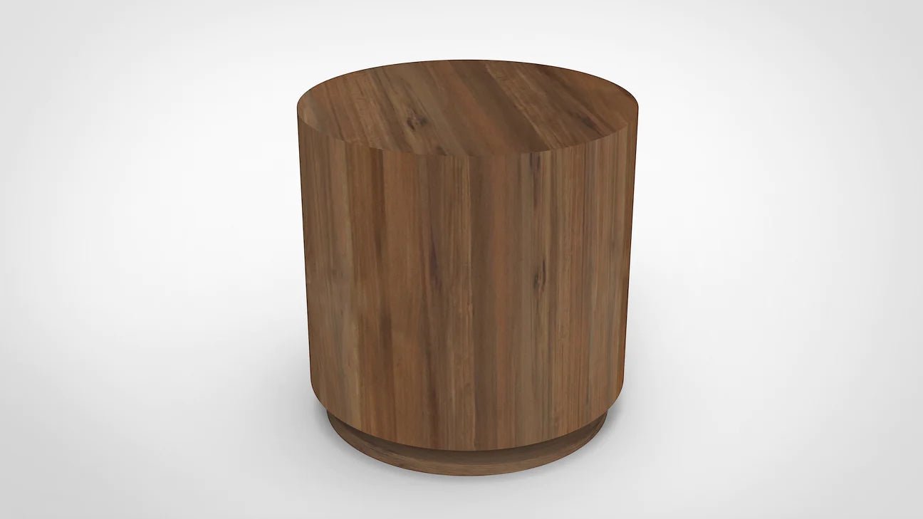 Natural Acacia 20" Round End Table - Natural & Grey - The Furnishery