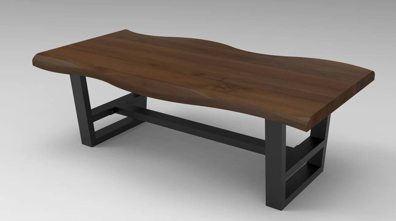 Natural Acacia 60" Live Edge Coffee Table - Natural + Black - The Furnishery