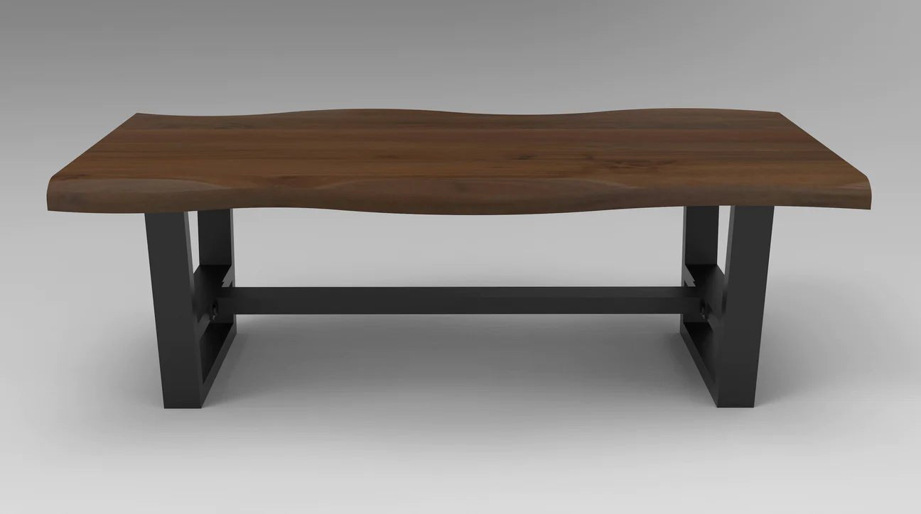 Natural Acacia 60" Live Edge Coffee Table - Natural + Black - The Furnishery