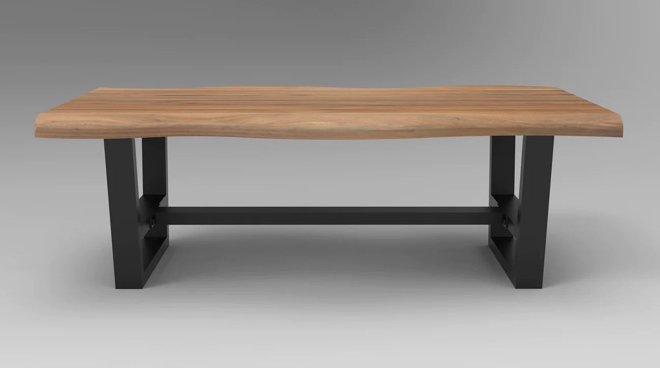 Natural Acacia 60" Live Edge Coffee Table - Natural + Gray - The Furnishery