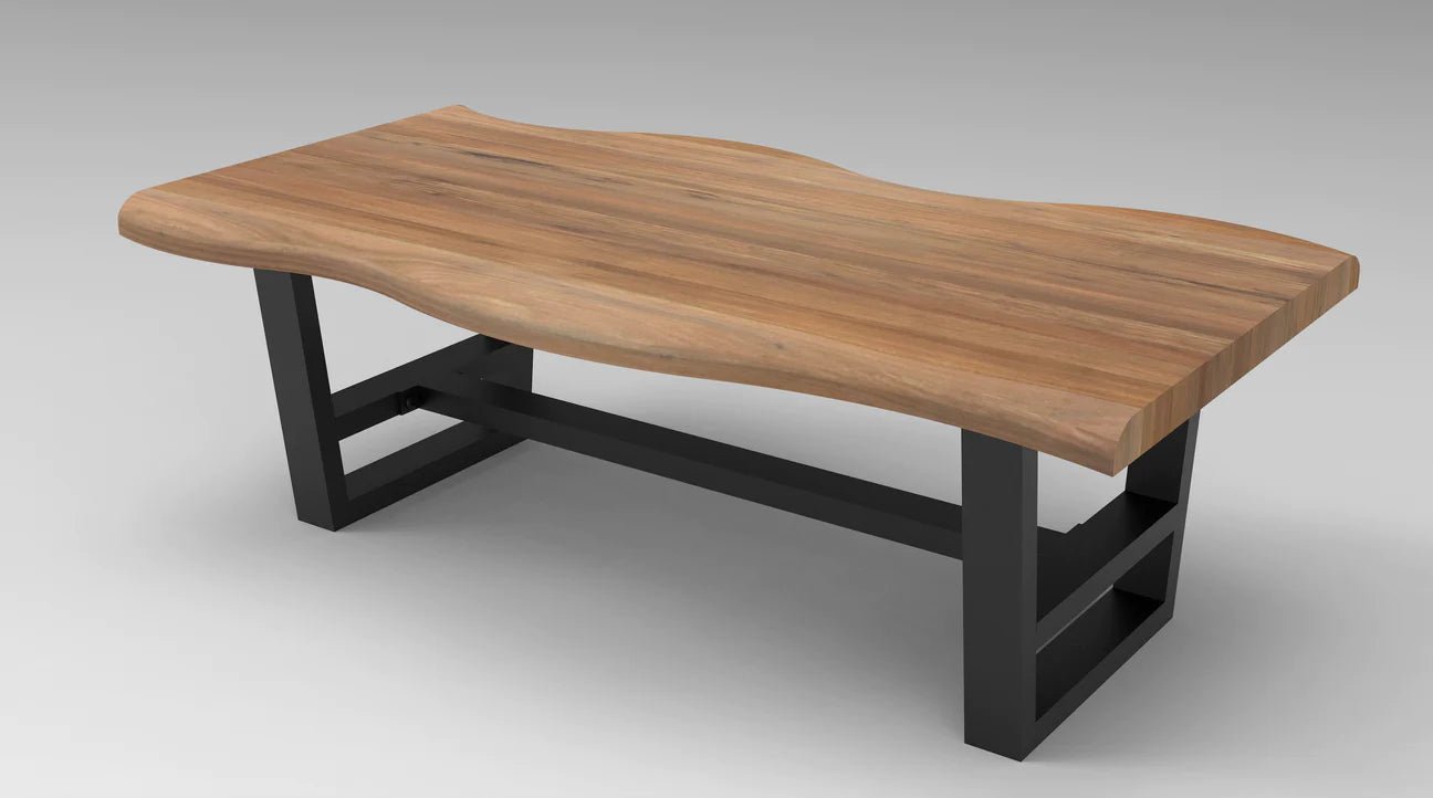 Natural Acacia 60" Live Edge Coffee Table - Natural + Gray - The Furnishery
