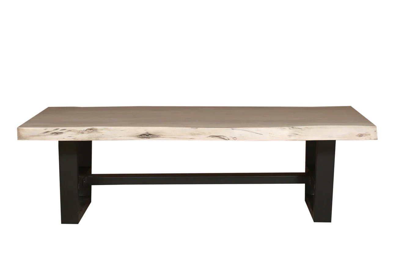 Natural Acacia 60" Live Edge Coffee Table - New White Wash - The Furnishery