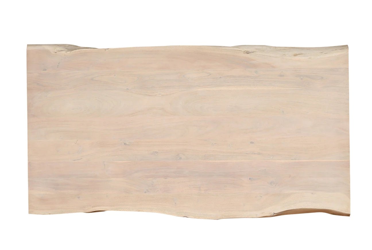 Natural Acacia 60" Live Edge Coffee Table - New White Wash - The Furnishery