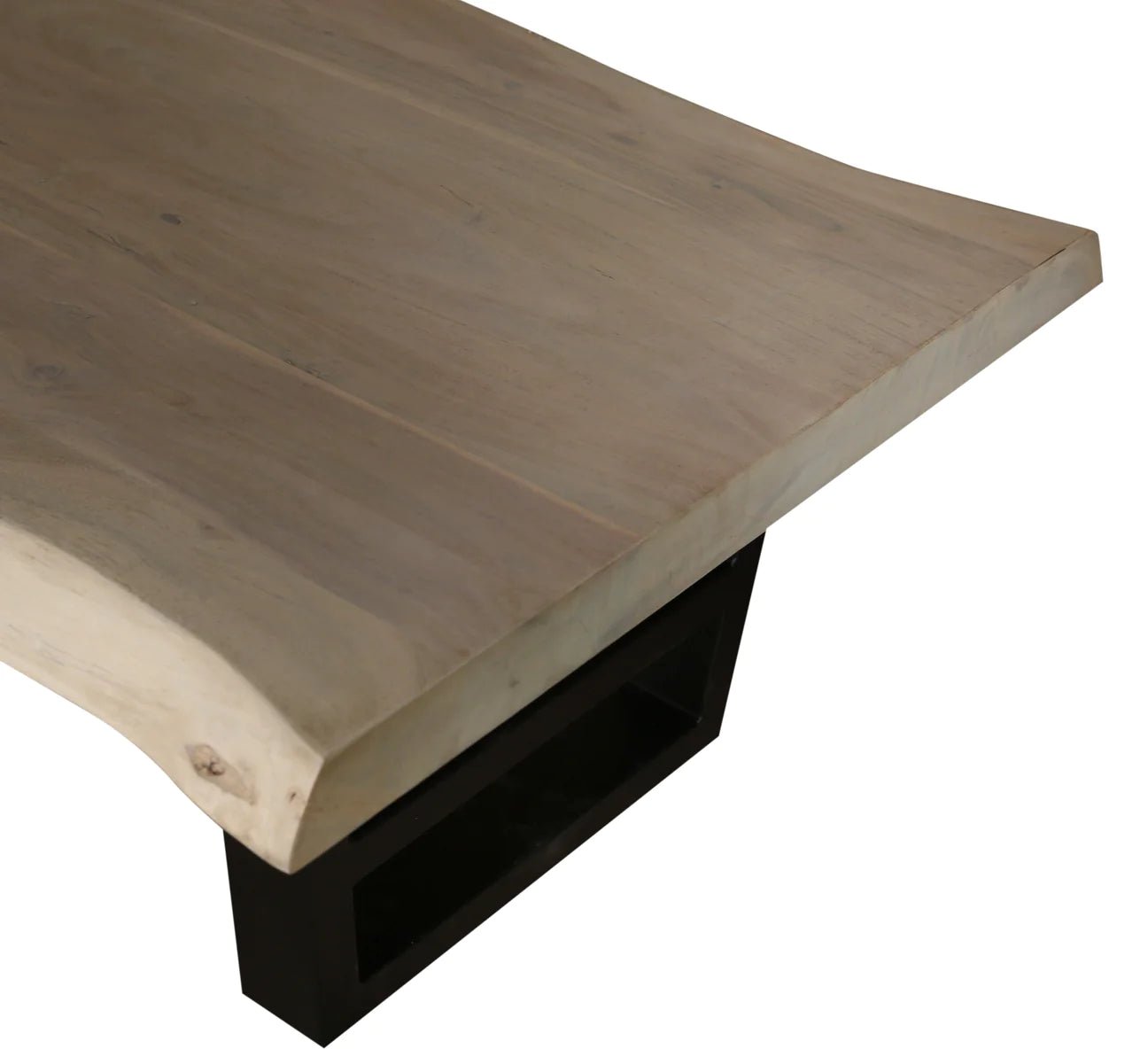 Natural Acacia 60" Live Edge Coffee Table - New White Wash - The Furnishery