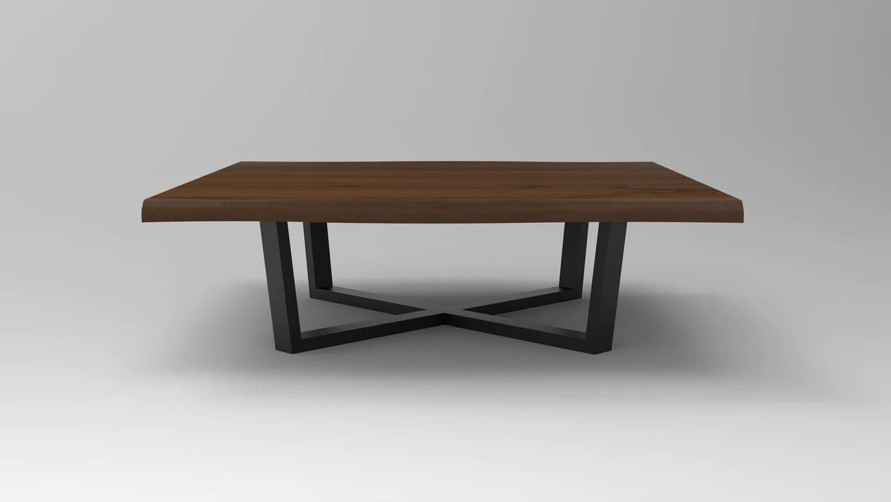Natural Acacia 60" Square Live Edge Coffee Table - Natural + Black - The Furnishery