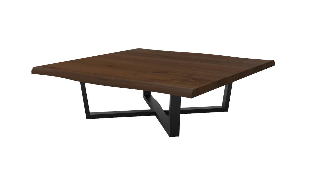 Natural Acacia 60" Square Live Edge Coffee Table - Natural + Black - The Furnishery