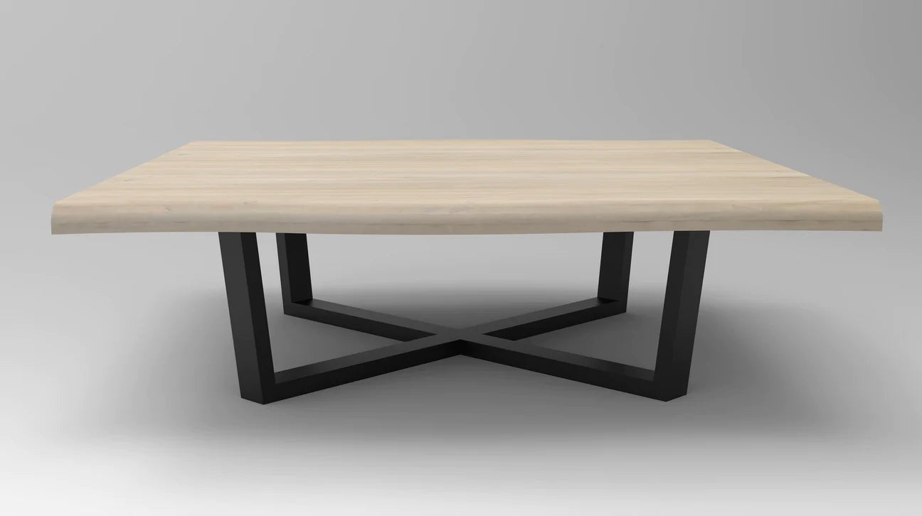 Natural Acacia 60" Square Live Edge Coffee Table - New White Wash - The Furnishery