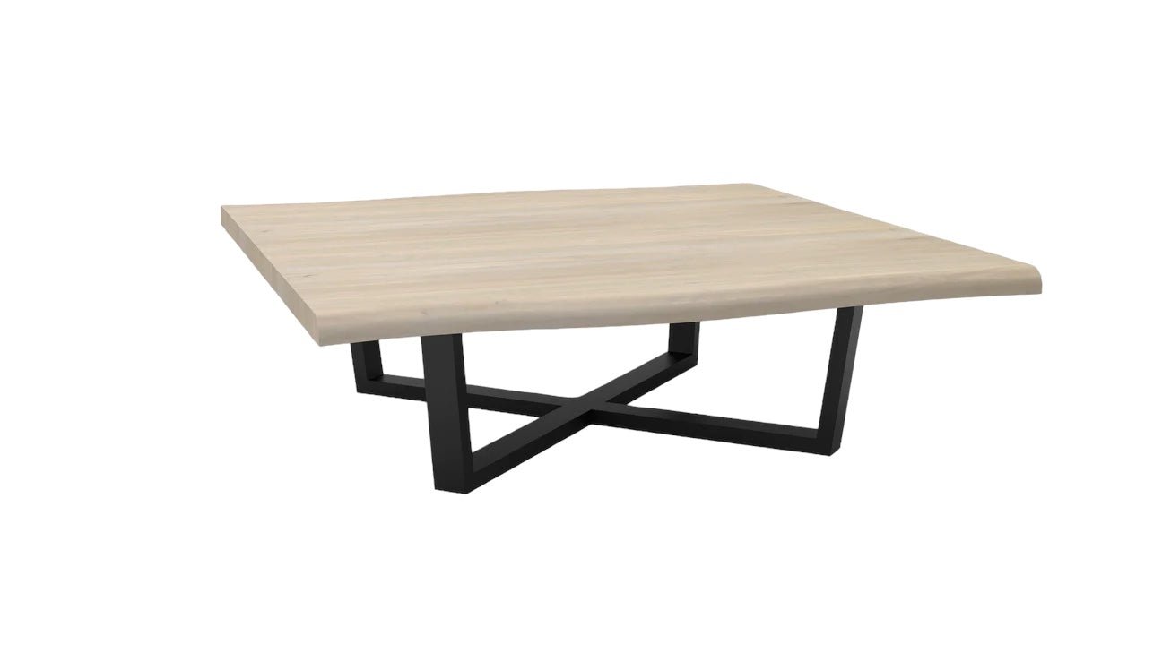 Natural Acacia 60" Square Live Edge Coffee Table - New White Wash - The Furnishery