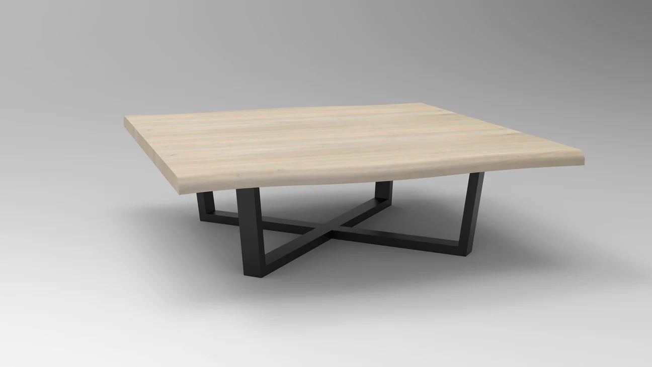 Natural Acacia 60" Square Live Edge Coffee Table - New White Wash - The Furnishery