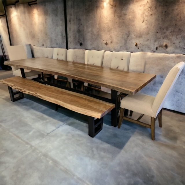 Natural Acacia 96" Live Edge Dining Table - Natural - The Furnishery