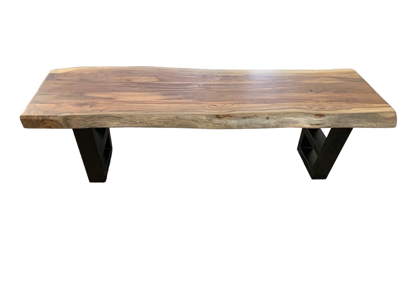 Natural Acacia Live Edge Dining Bench - Natural & Grey - The Furnishery