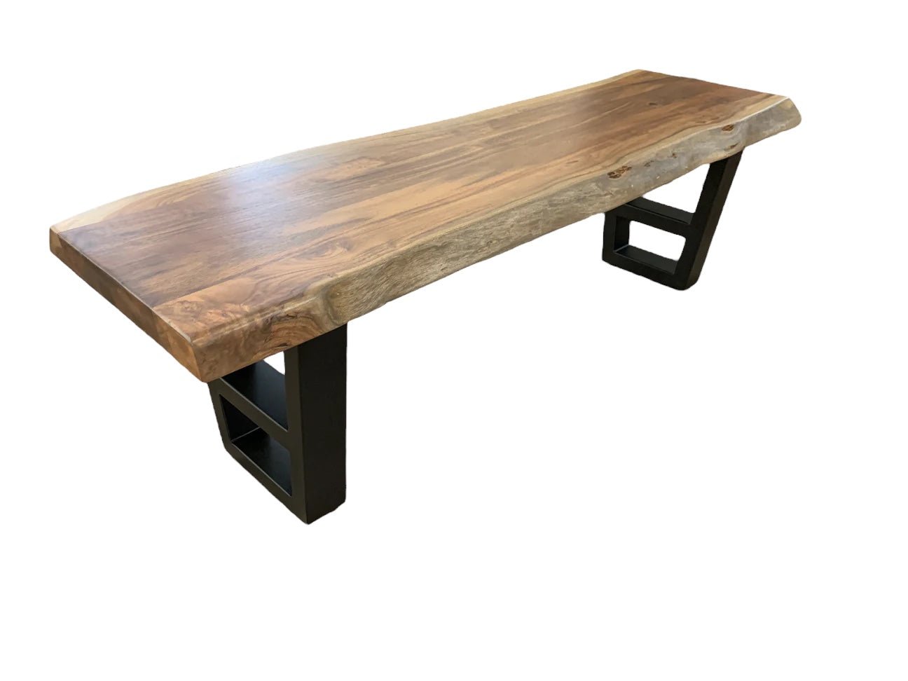 Natural Acacia Live Edge Dining Bench - Natural & Grey - The Furnishery