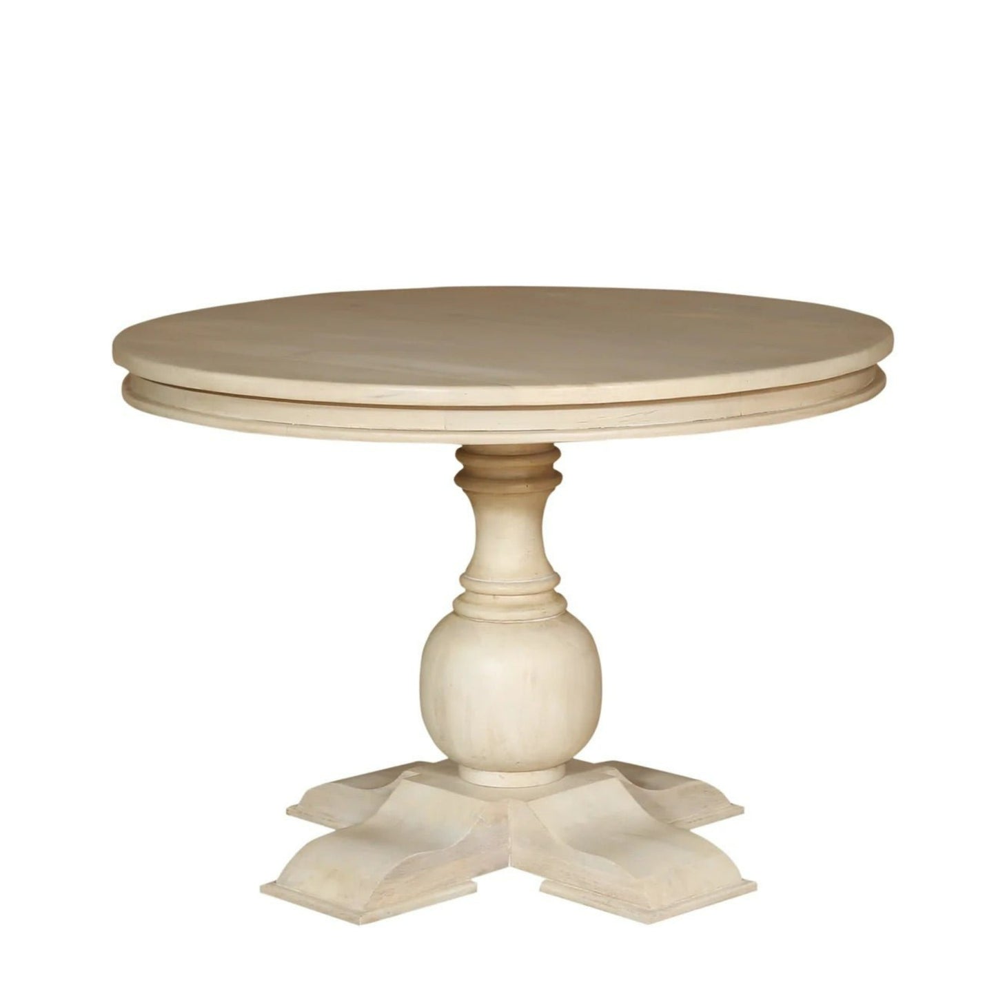 Natural Live Edge 53" Round Dining Table - New White Wash - The Furnishery