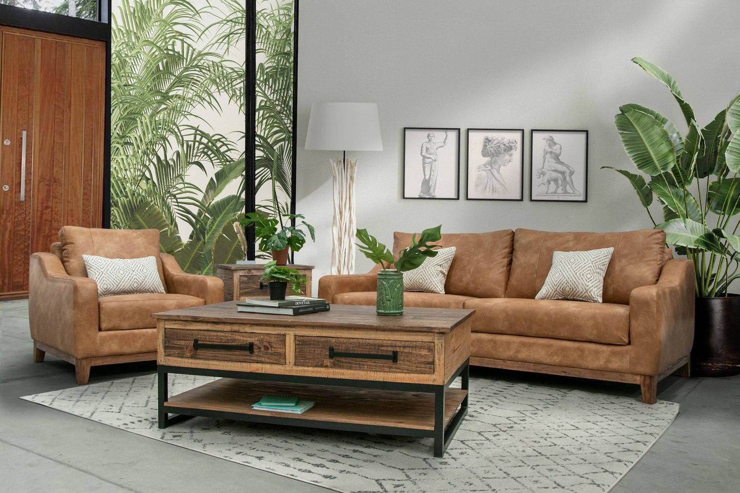 Oliver - 65" Vegan Leather 2 Cushion Loveseat - The Furnishery