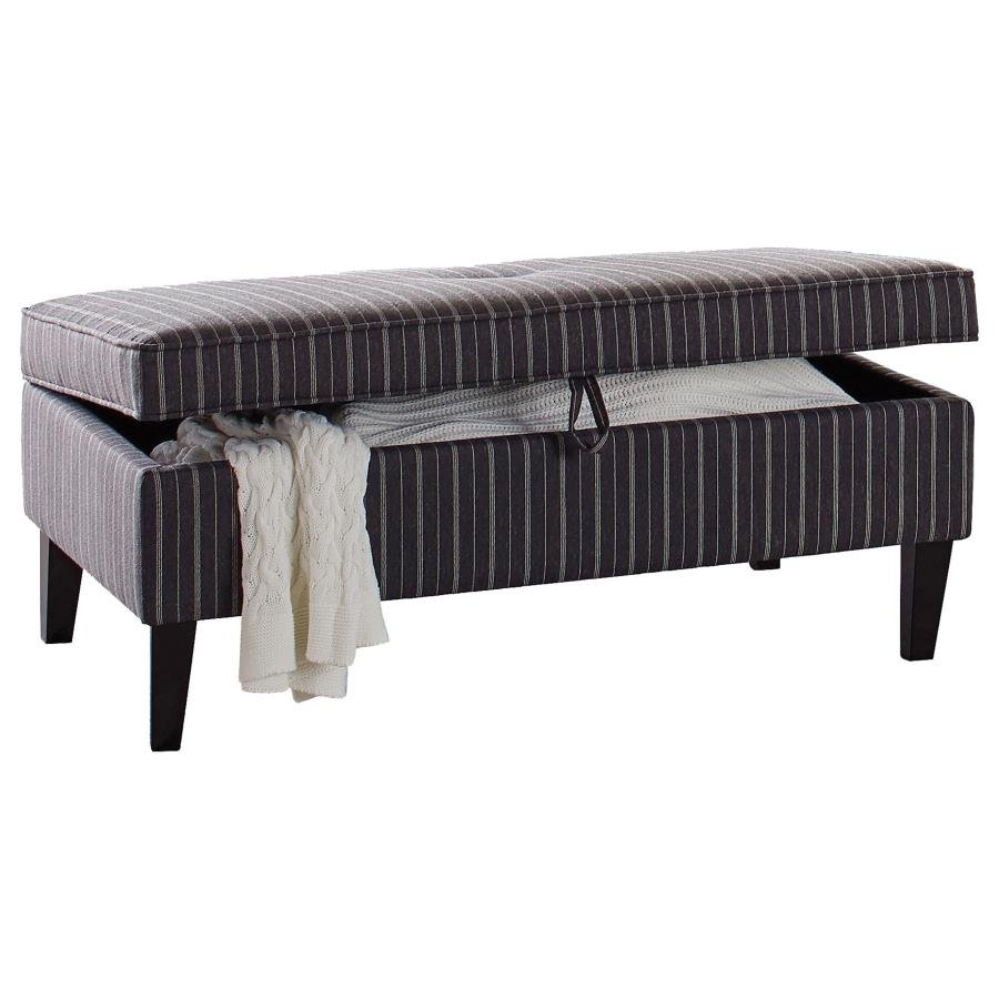 Western Rectangular Upholstered Storage Ottoman Black and White - The Furnishery