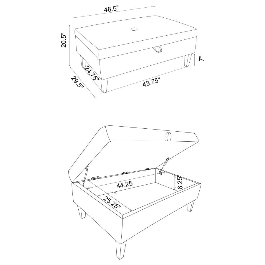 Western Rectangular Upholstered Storage Ottoman Black and White - The Furnishery