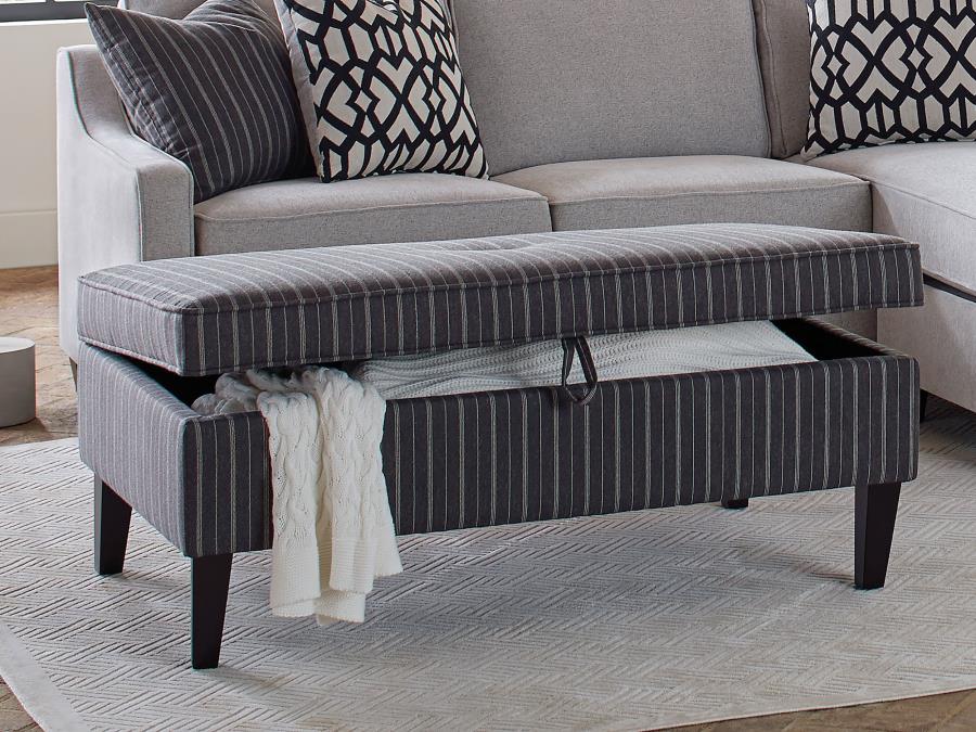 Western Rectangular Upholstered Storage Ottoman Black and White - The Furnishery