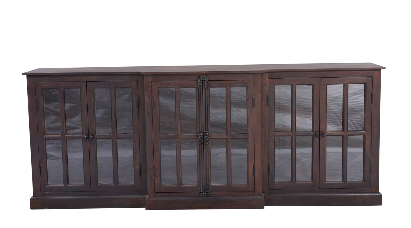 Willis 100" 6 Door Sideboard - Natural + Black - The Furnishery