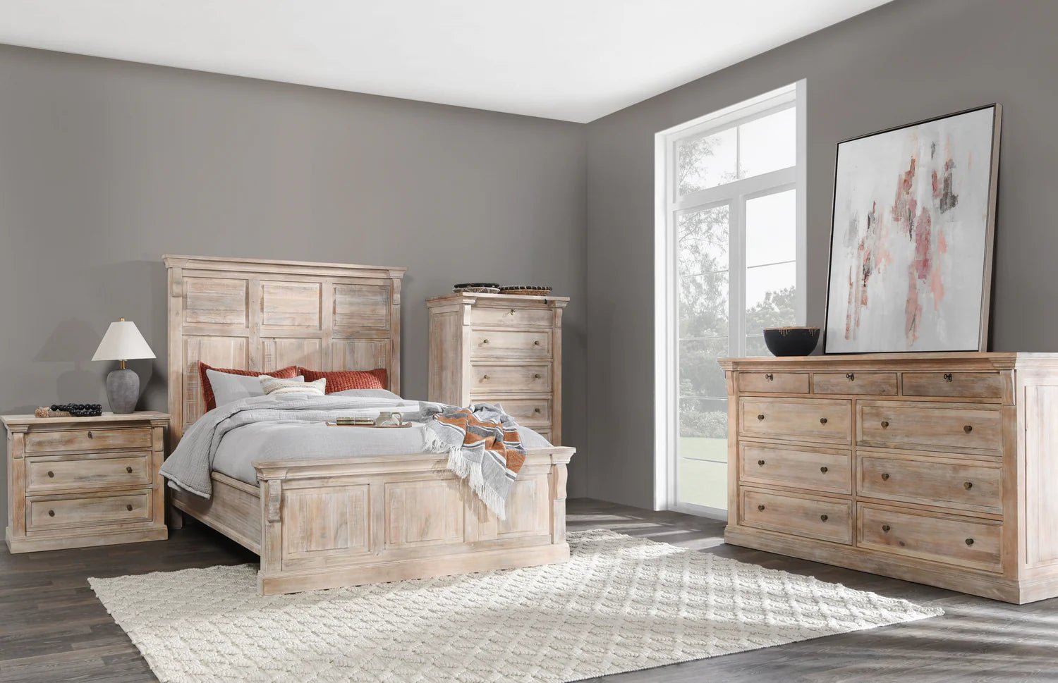 Adelaide 9 Drawer Dresser - Natural White Wash - The Furnishery