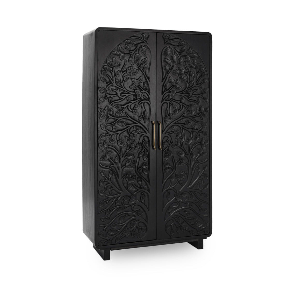 Albero 2Dr Wood 7" Tall Cabinet - Black - The Furnishery