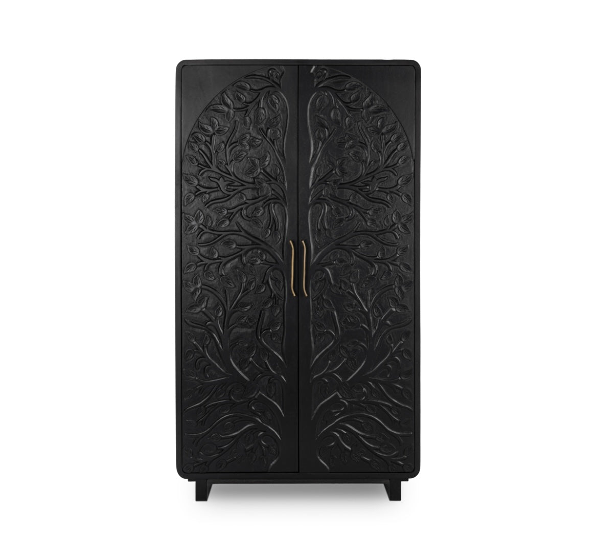 Albero 2Dr Wood 7" Tall Cabinet - Black - The Furnishery