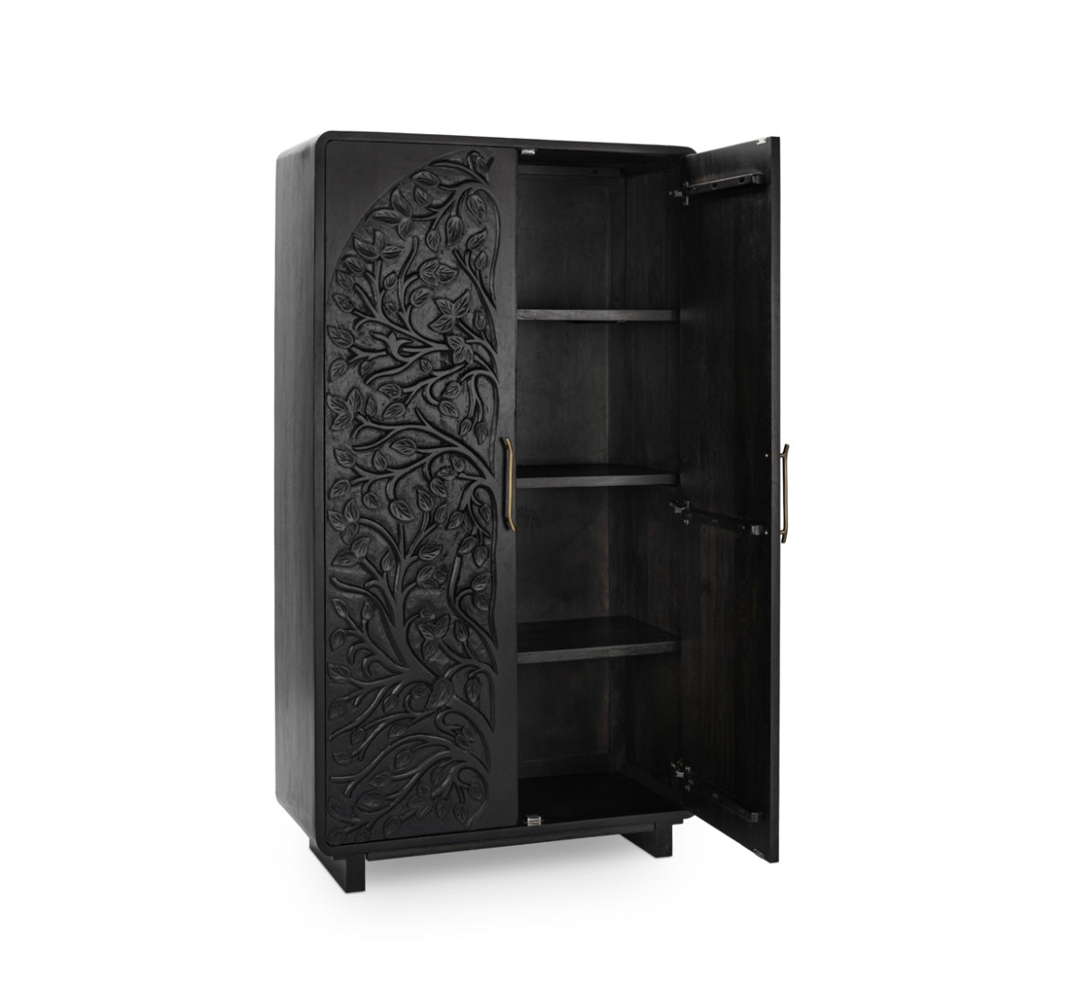 Albero 2Dr Wood 7" Tall Cabinet - Black - The Furnishery