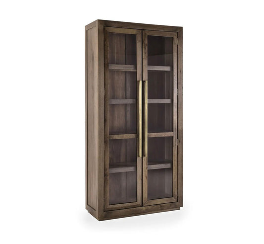 Bradley 45" Oak Wood Tall Cabinet Landmark Brown - The Furnishery