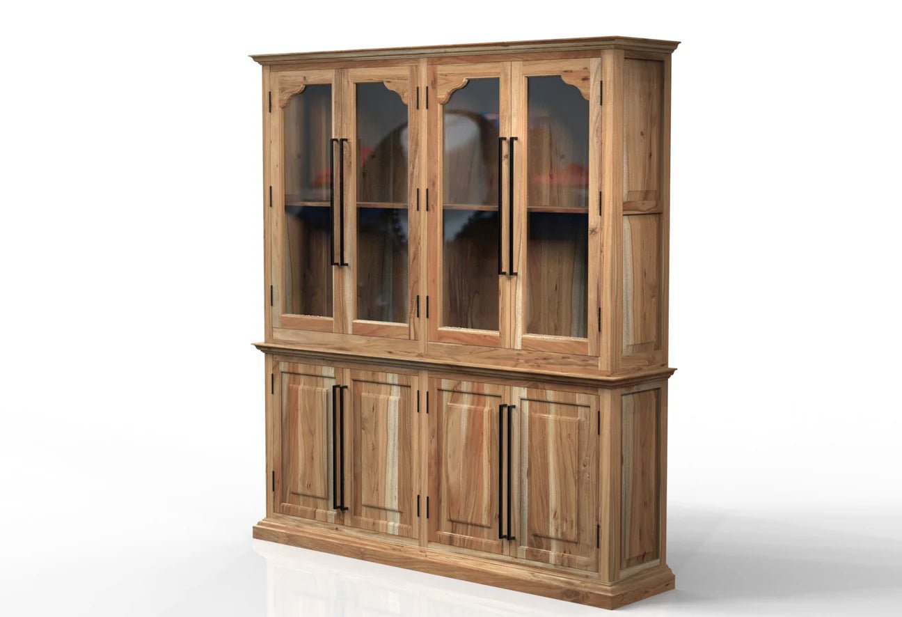 Bradshaw 80" 4 Door Cabinet & Hutch - Natural - The Furnishery