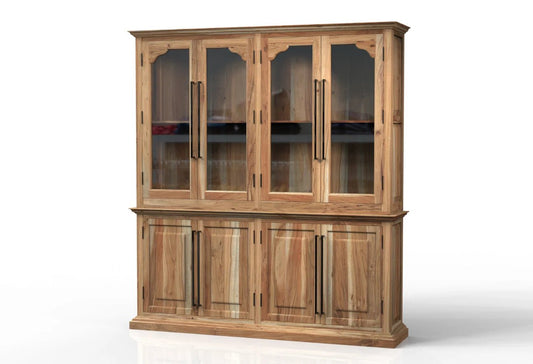 Bradshaw 80" 4 Door Cabinet & Hutch - Natural - The Furnishery