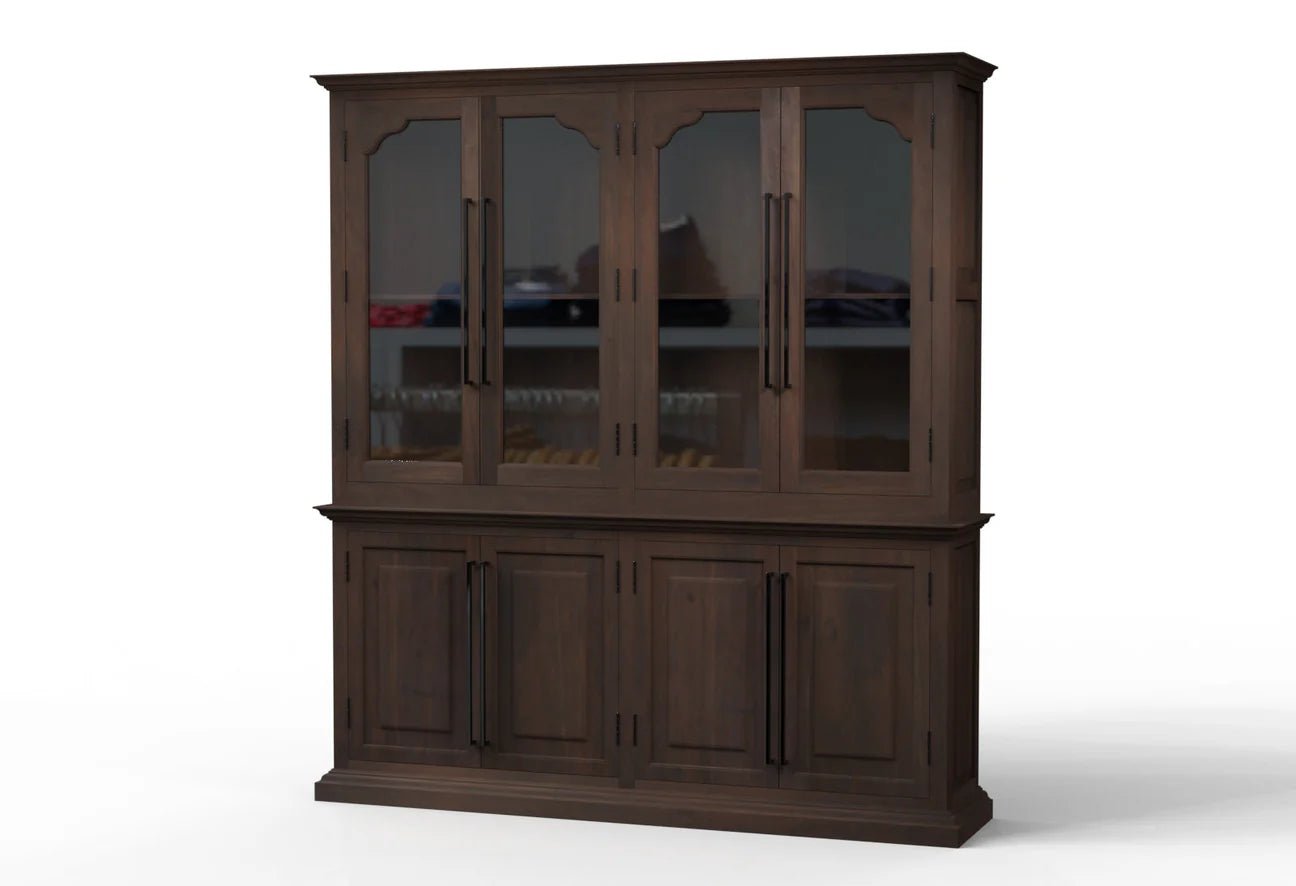 Bradshaw 80" 4 Door Cabinet & Hutch - Natural + Black - The Furnishery