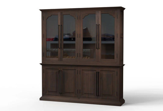 Bradshaw 80" 4 Door Cabinet & Hutch - Natural + Black - The Furnishery